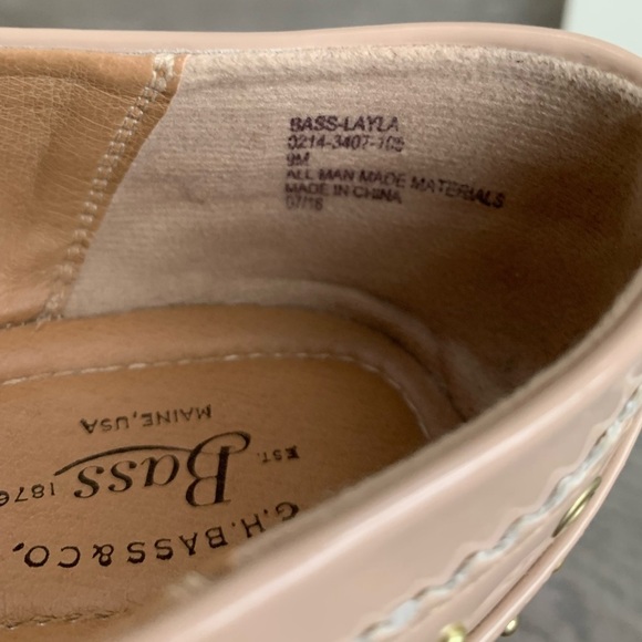 G.H. Bass Layla Beige Faux Patent Leather Flats with Gold Studs/Embellishments - Picture 5 of 11